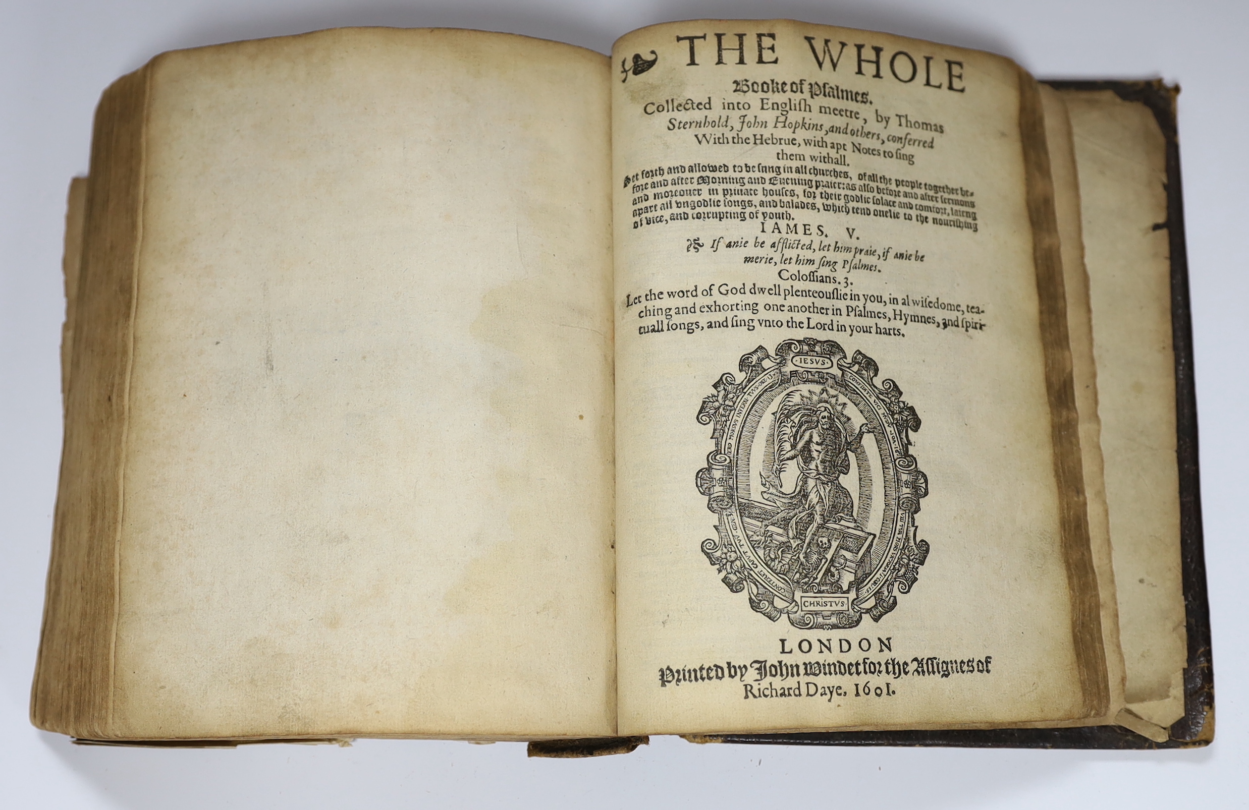 Bible - Robert Barker's Geneva Version of 1601, but lacking general title. (The Bible:that is, the Holy Scriptures conteined in the Old and New Testaments...). head and tailpiece decorations, decorated initial letters, d